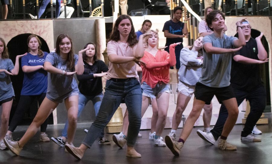 The cast of The Phantom of the Opera rehearses ahead of opening weekend. The cast rehearsed over a period of time just shy of two months, beginning before school even started.