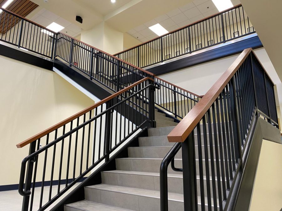 A new staircase in the math wing aims to fight crowded hallways in a year of social distancing. 
