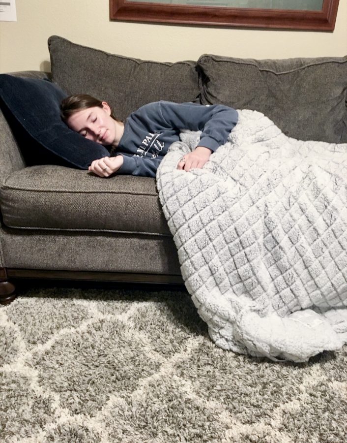 Sophomore Casey Hale sleeps after a long day of work. Hale did not receive her desired amount of sleep from the previous night.
