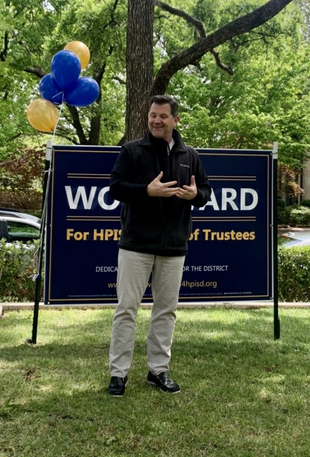 Speaking+at+one+of+his+campaign+events%2C+Doug+Woodward+talks+to+a+group+of+voters.+The+HPISD+School+Board+consists+of+seven+members+who+serve+a+three-year+term+who+elected+three+new+faces.+Its+the+pinnacle+of+wanting+to+give+back+to+the+school+system+and+help+not+only+my+kids%2C+but+all+kids+and+hopefully+your+alls+kids+someday%2C+Woodward+said.+%0A+