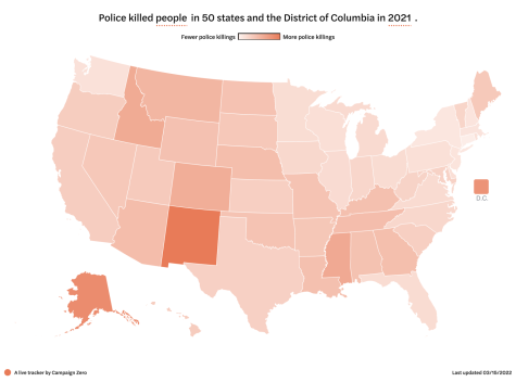 The map depicts the amount of people killed by police in 2021 per one million people. New Mexico saw the highest rates of death by police, according to data from Campaign Zeros Mapping Police Violence.