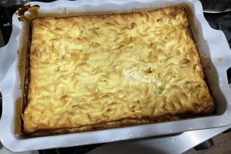 The kugel once its been cooked to a golden brown. For best results, use the Manischewitz brand noodles.